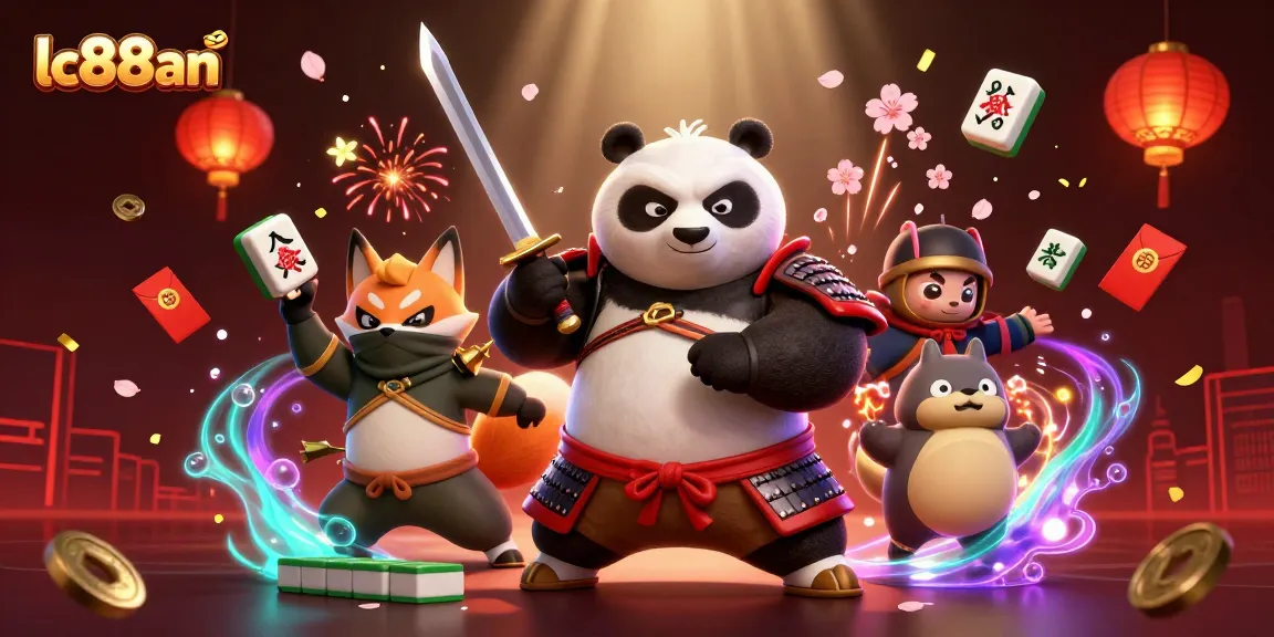 Engage in stunning gameplay with lc88an's vibrant casino adventure featuring samurai panda and friends.