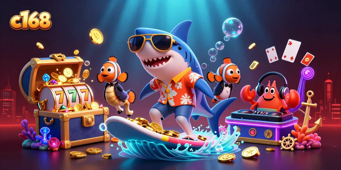 Spin with c168's vibrant casino energy in a dynamic, colorful underwater scene.