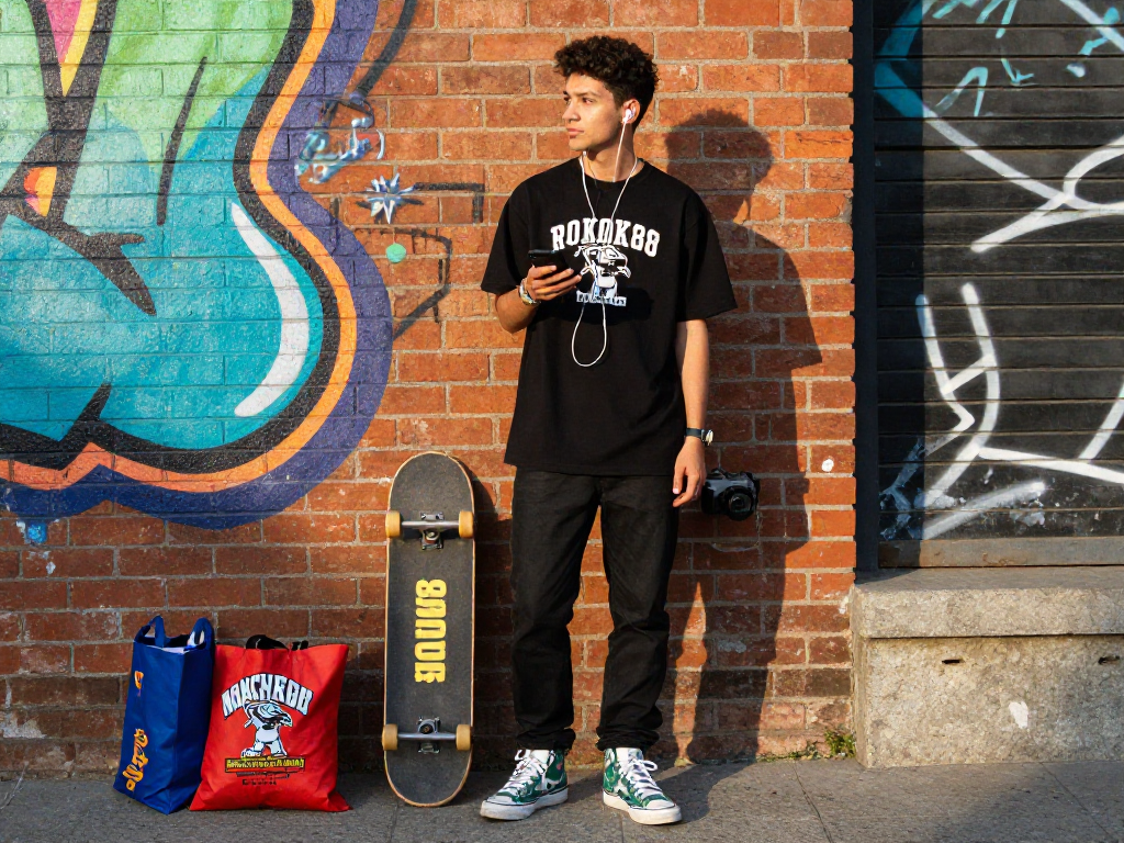 ROKOK88 blog featuring exclusive Machine Gun Kelly merchandise in urban lifestyle setting