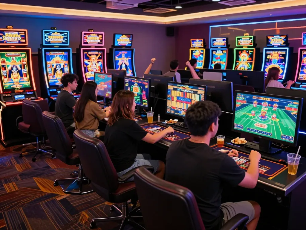 Engaging atmosphere at https://789clubweb.com/ showcasing players enjoying online casino games in a vibrant setting.