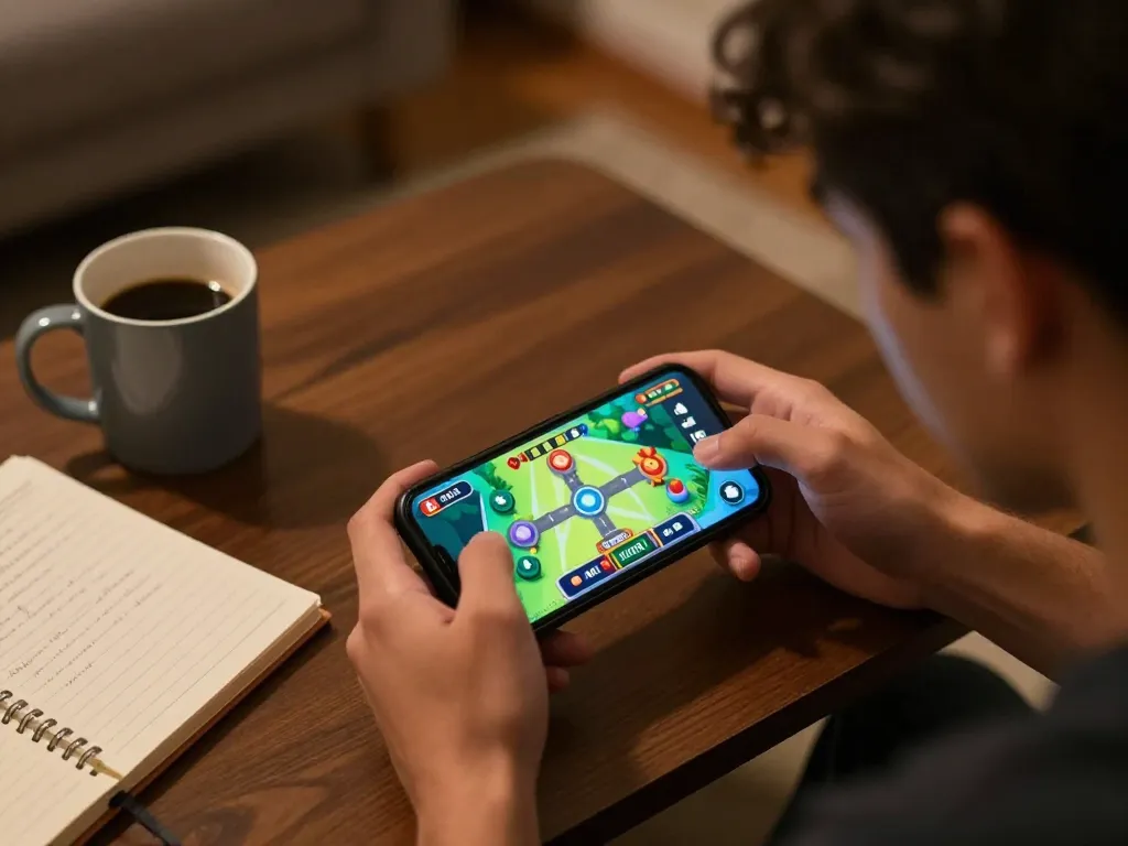 Giocatore che interagisce con recensioni di chicken road su un dispositivo mobile, evidenziando un'esperienza di gioco immersiva.