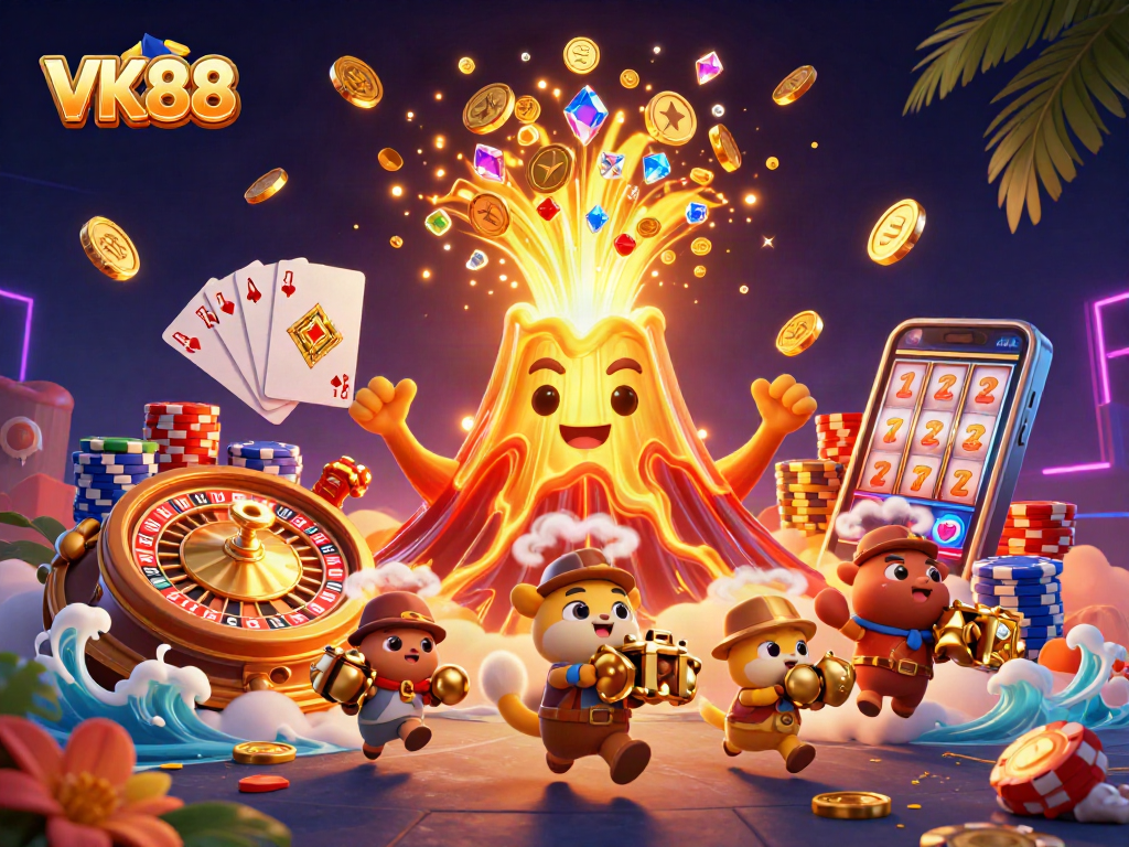 Engage in thrilling gameplay with VK88, featuring vibrant treasures and dynamic casino elements.