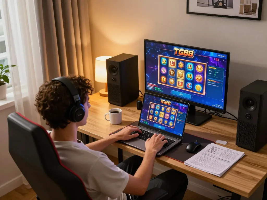Engaging gameplay experience on TG88 online casino platform with strategic notes and warm setting