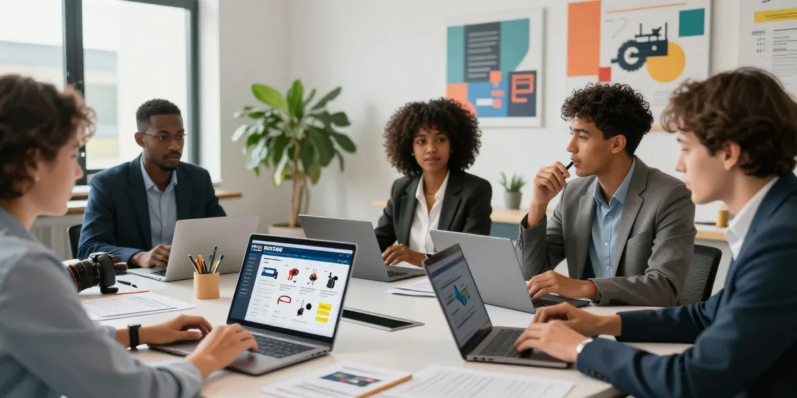 Explore the ROKOK88 marketplace for industrial needs, showcasing a modern team collaborating efficiently.
