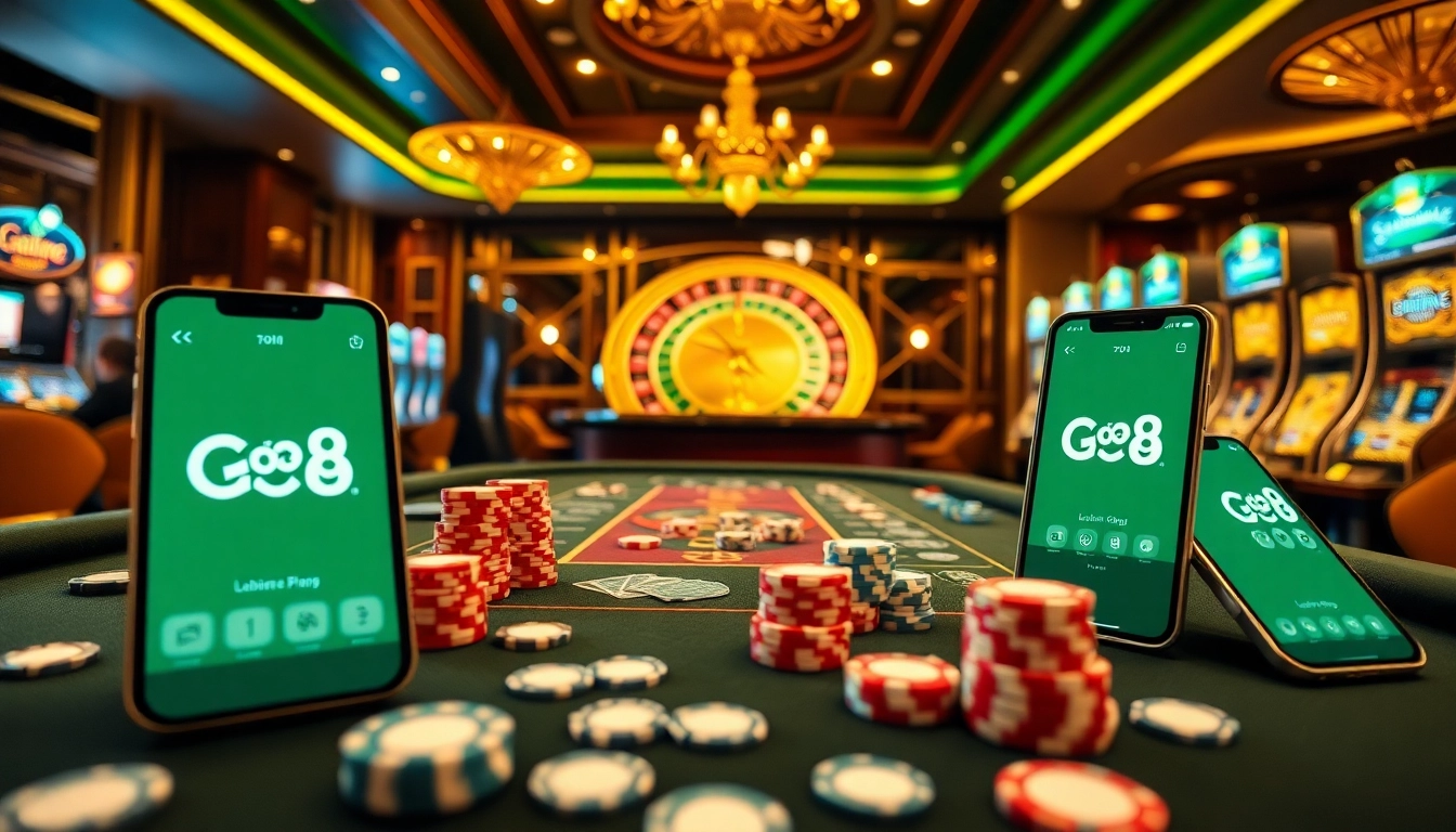 Experience the excitement of mobile gambling at Go8's luxurious casino.