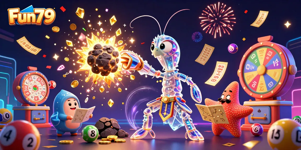 Engaging Fun79 online casino scene with a vibrant mantis shrimp and starfish, featuring dynamic lottery elements.