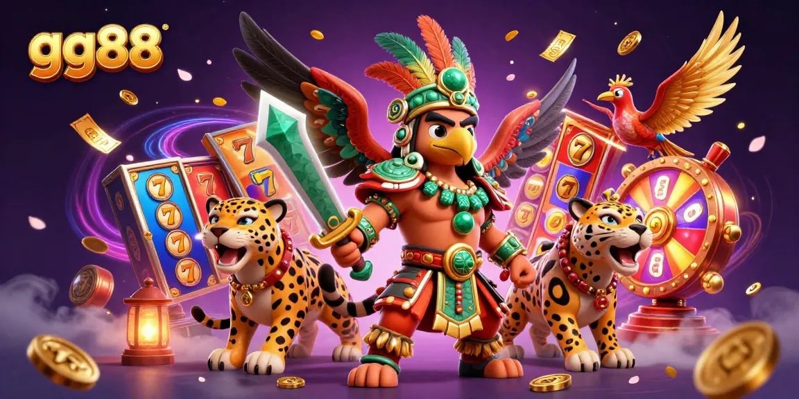 Engage in thrilling gameplay at gg88 with dynamic slots and colorful jackpots cascading around Aztec warriors.