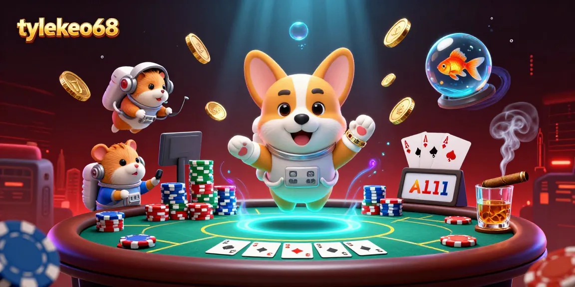 Experience lively gaming moments with tylekeo68 as the cartoon corgi astronaut navigates a space casino.
