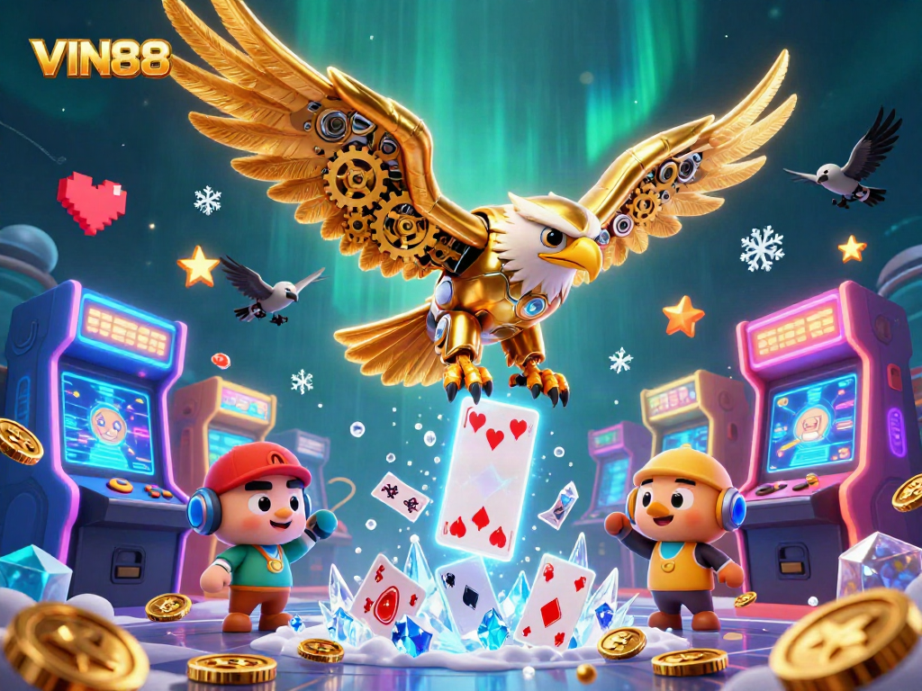 Experience thrilling gameplay with VIN88's vibrant casino atmosphere and dynamic 3D elements.
