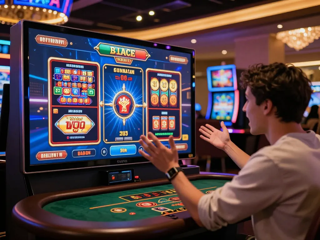 Engaging online casino scene with a player interacting on 789 P platform, showcasing vibrant games and live dealer atmosphere.