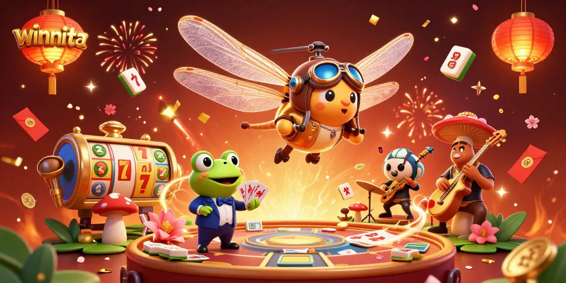 Experience thrilling gaming moments at Winnita Casino amid vibrant 3D characters and festive elements.