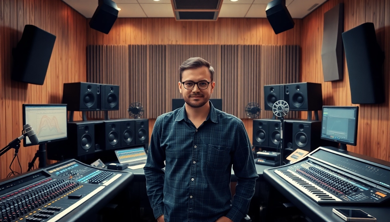 Mastering audio online with a professional engineer in a modern studio.