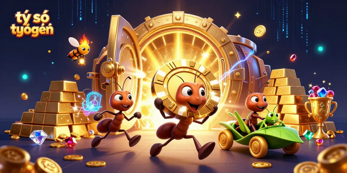 Engage with tỷ số trực tuyến in this vibrant illustration depicting ants carrying a giant poker chip to victory.