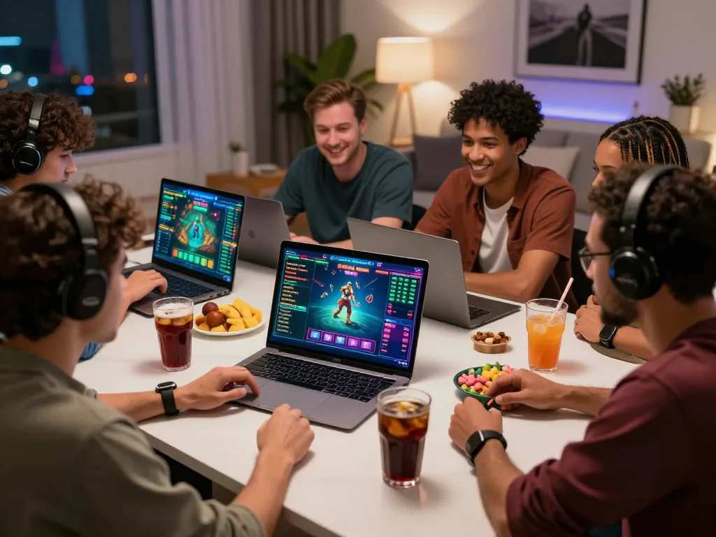 Friends enjoying online betting on MMOO platform during lively game session