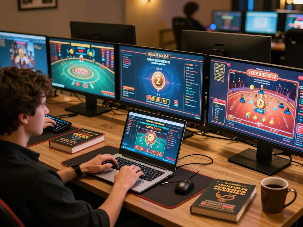 Engaging in strategic gameplay on ww88 online casino platform with multiple screens