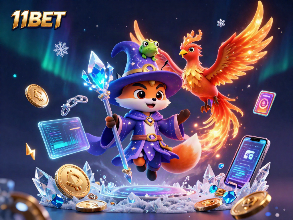 Experience the thrill of winning at 11BET with magical elements and vibrant casino graphics.