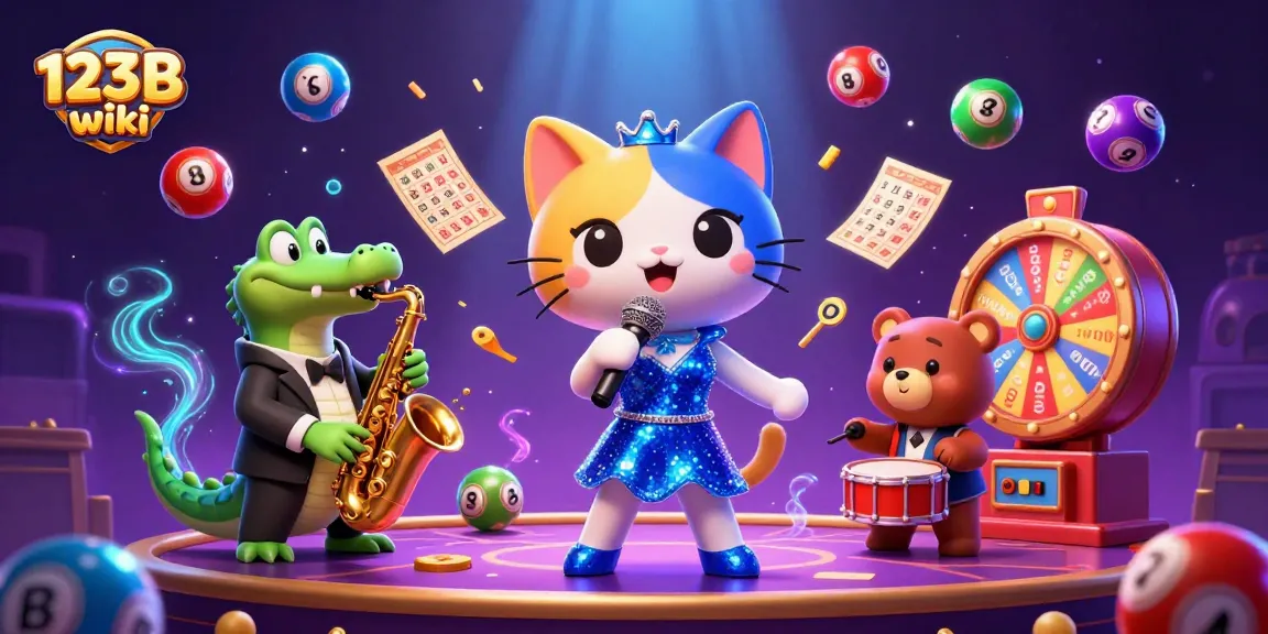 Experience vibrant casino excitement with the 123B wiki characters surrounded by lively gambling elements.