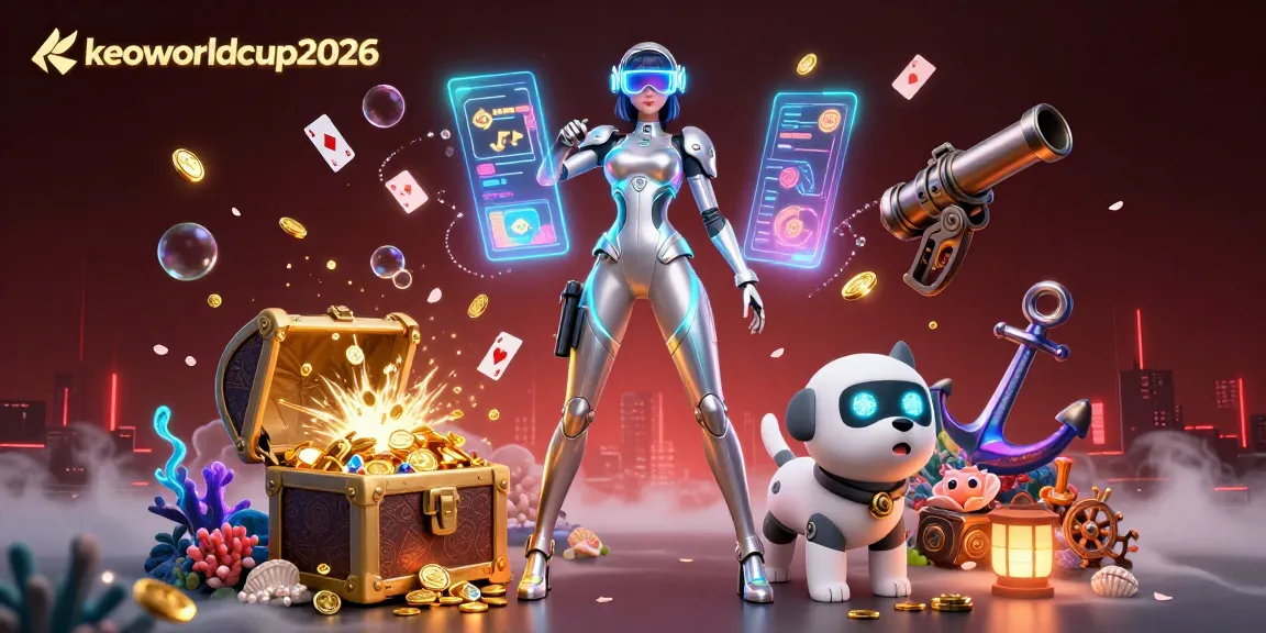 Experience the thrill of betting with keoworldcup2026 through this vibrant 3D scene featuring a futuristic casino illustration.
