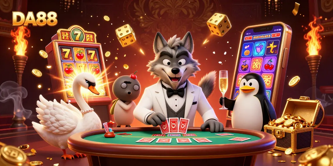 Engage in exhilarating casino gameplay with DA88's elite baccarat and lively characters.