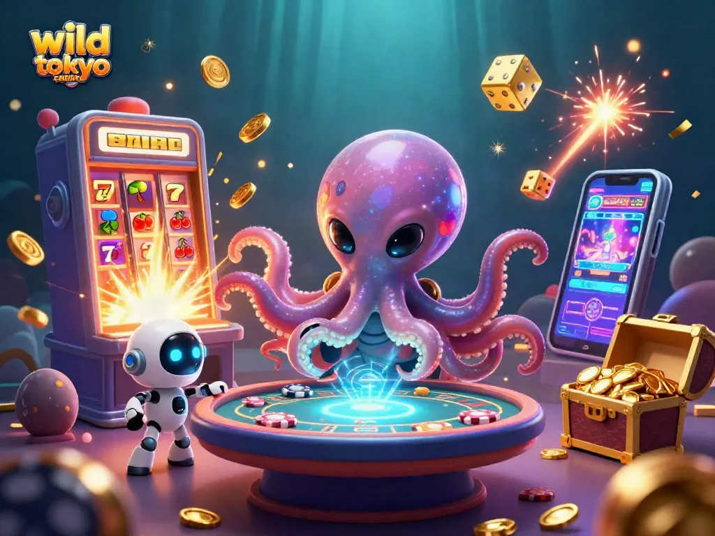 Engage in thrilling gameplay at wild tokyo casino with vibrant casino elements and 3D characters.