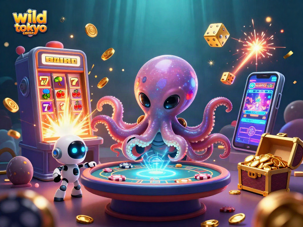 Engage in thrilling gameplay at wild tokyo casino with vibrant casino elements and 3D characters.