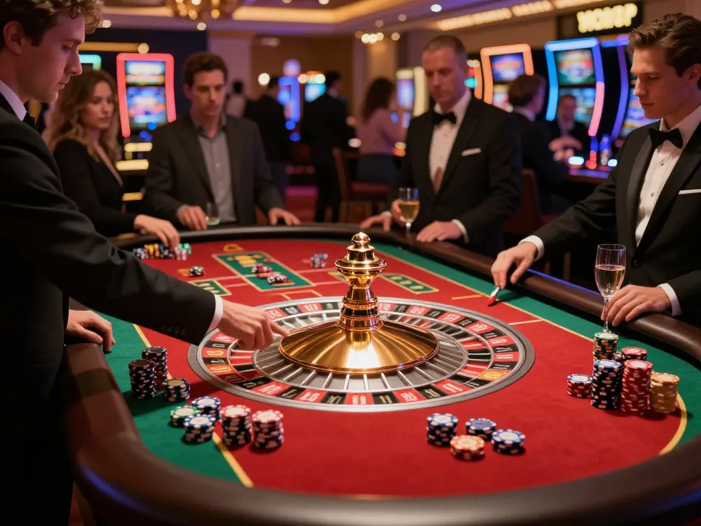 Engaged players at an Ax88 roulette table experiencing the thrill of gaming in a luxurious casino.