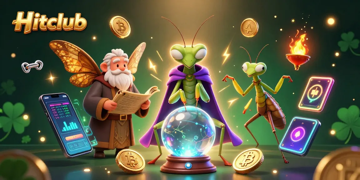 Hitclub offers an interactive gaming experience featuring vibrant 3D characters and glowing crypto elements.